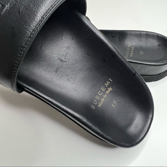 BUSCEMI Black Leather Slides Sandals Womens Size 37 EU 7 US - Picture 10 of 13